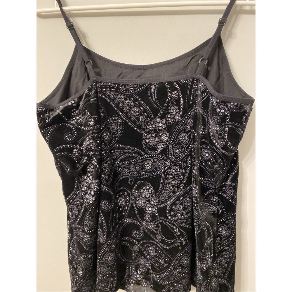 Y2k 90s 00s Chicos Black Velvet Glitter Tank Fairycore Whimsy Goth Size 3 - Picture 5 of 6